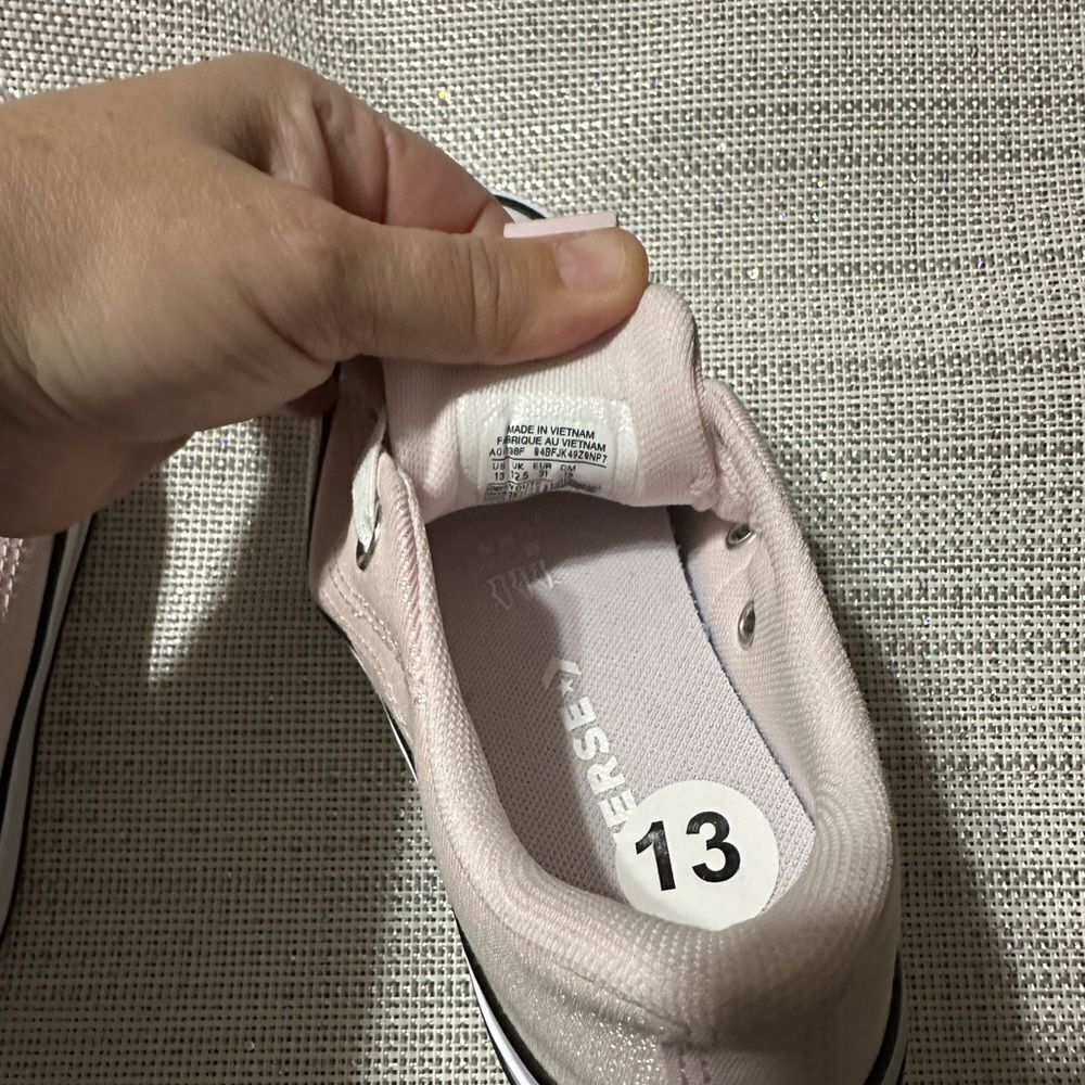 Converse 13 & 1,2,3 Girls Light Pink Metallic White Black Brown Soles Sneakers - Picture 7 of 10
